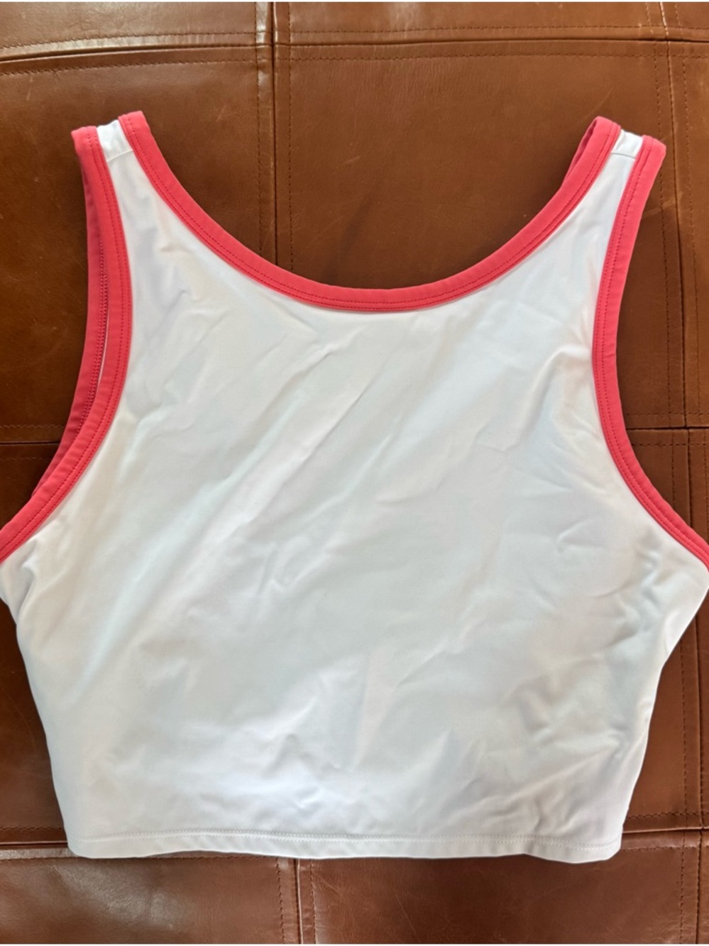 NWOT JoyLab White Cropped Tank Top with Coral Trim